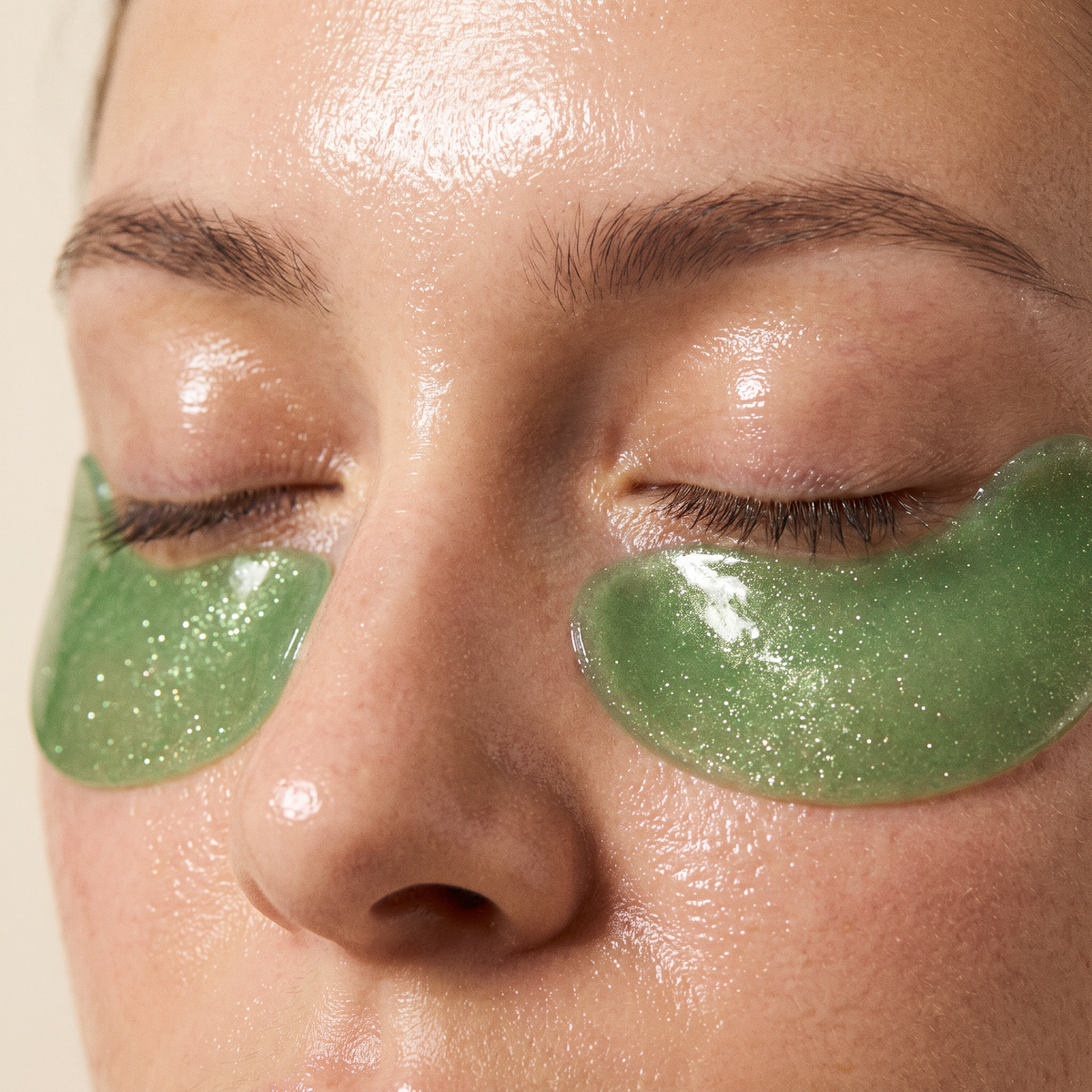 Hydrogel eye patches worn under both eyes